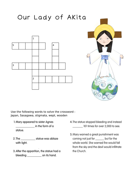 Our Lady of Akita Crossword | Easy Catholic Word Puzzles