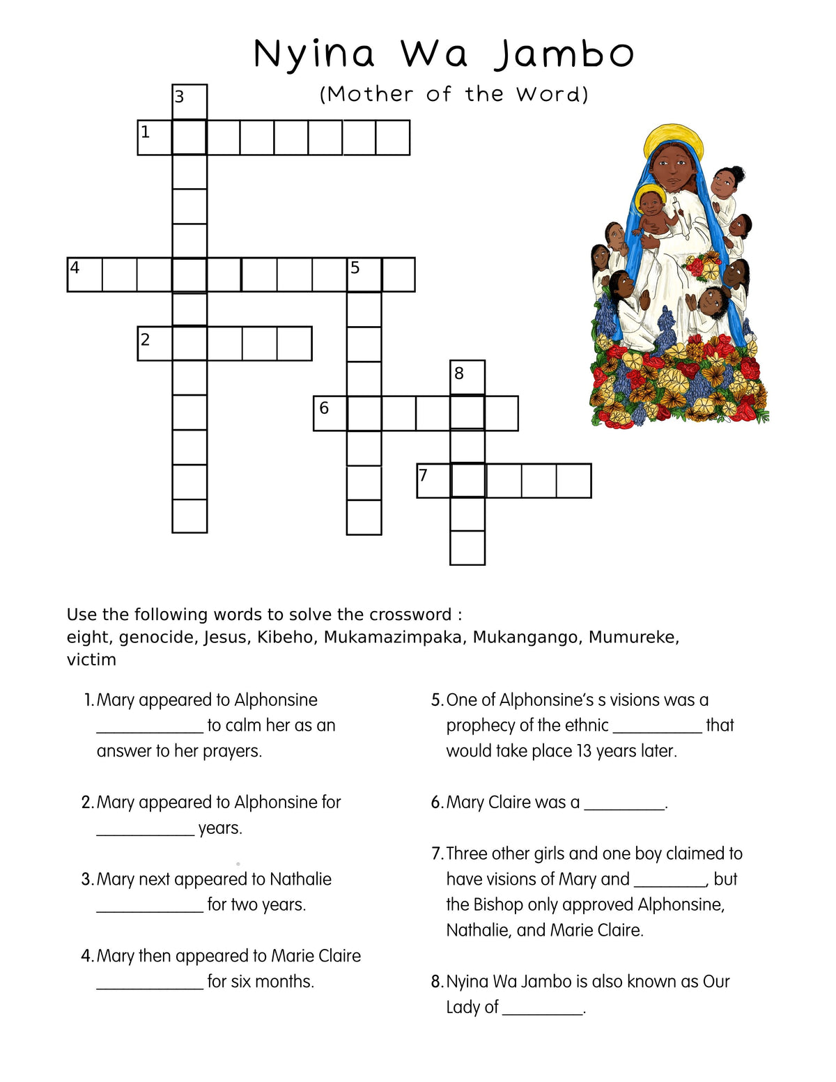 Nyina Wa Jambo Crossword | Easy Catholic Crossword Puzzles