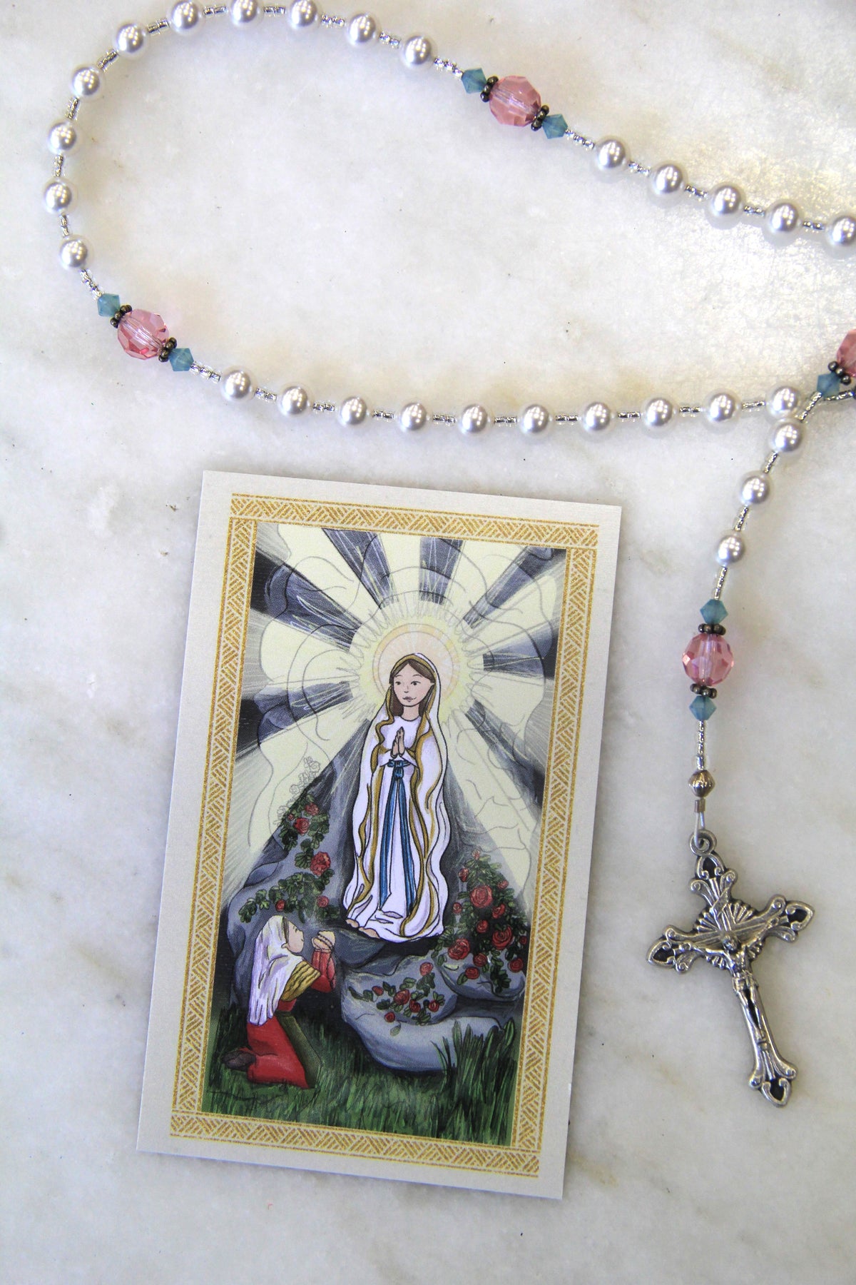 Catholic Prayer Card | Marian Devotional | Our Lady of Lourdes