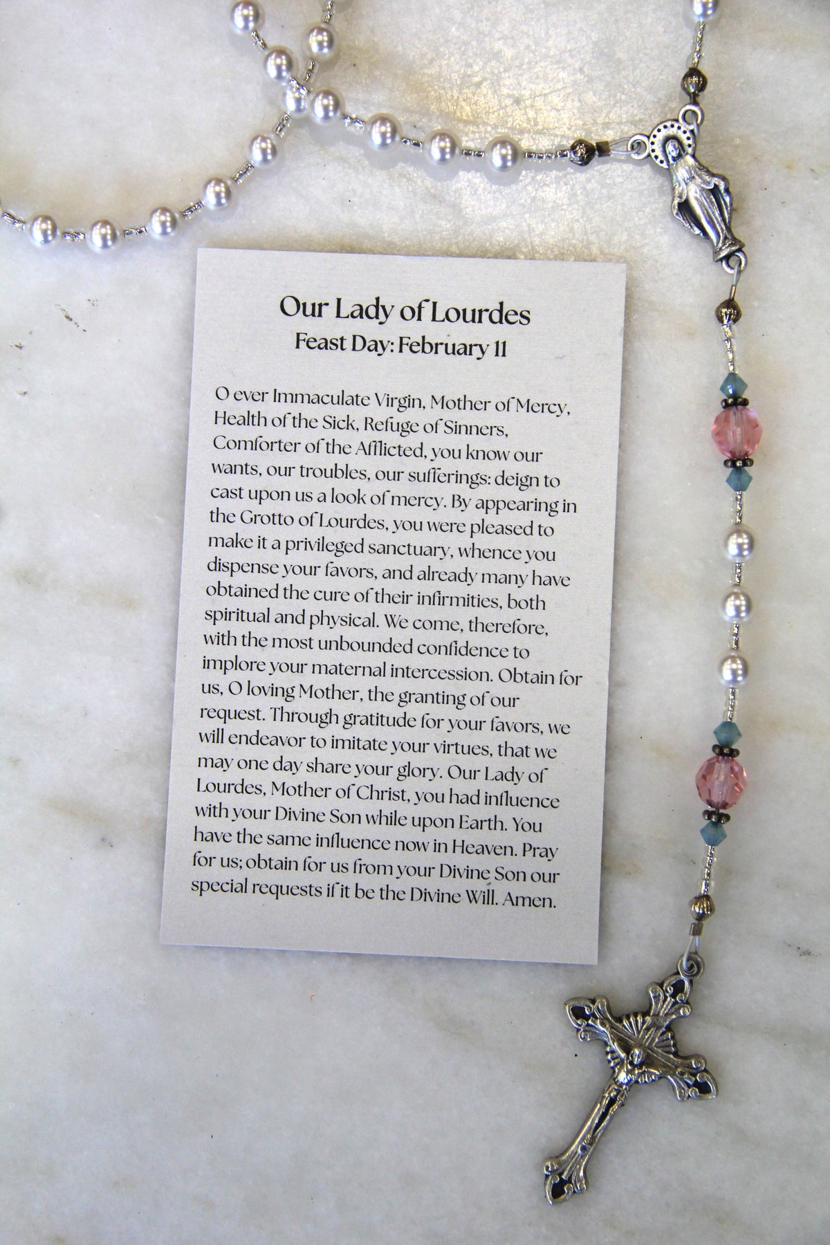 Catholic Prayer Card | Marian Devotional | Our Lady of Lourdes