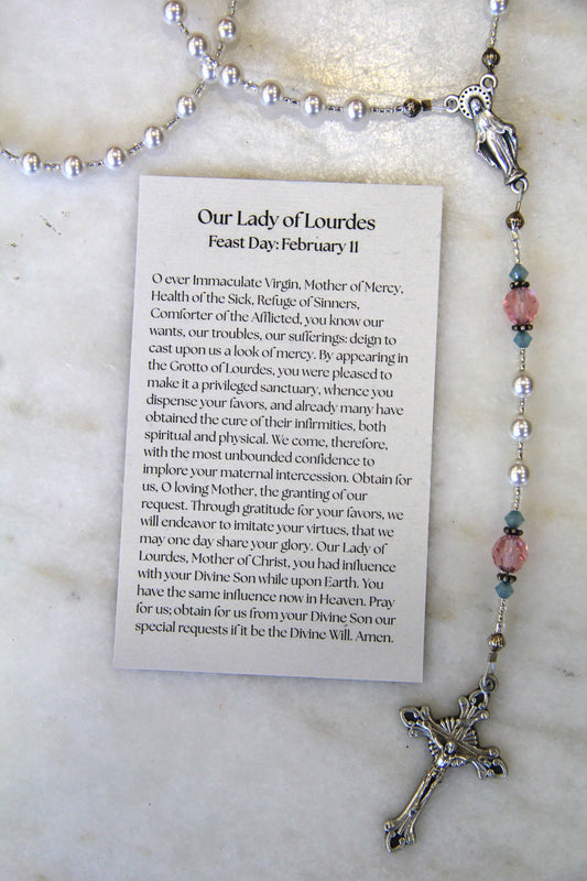 Catholic Prayer Card | Marian Devotional | Our Lady of Lourdes