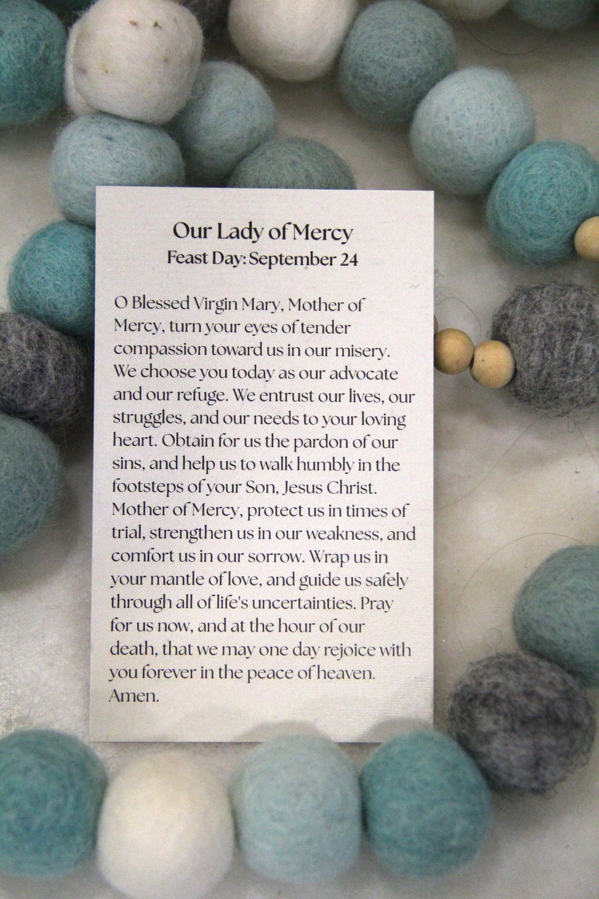 Catholic Prayer Card | Marian Devotional | Our Lady of Mercy