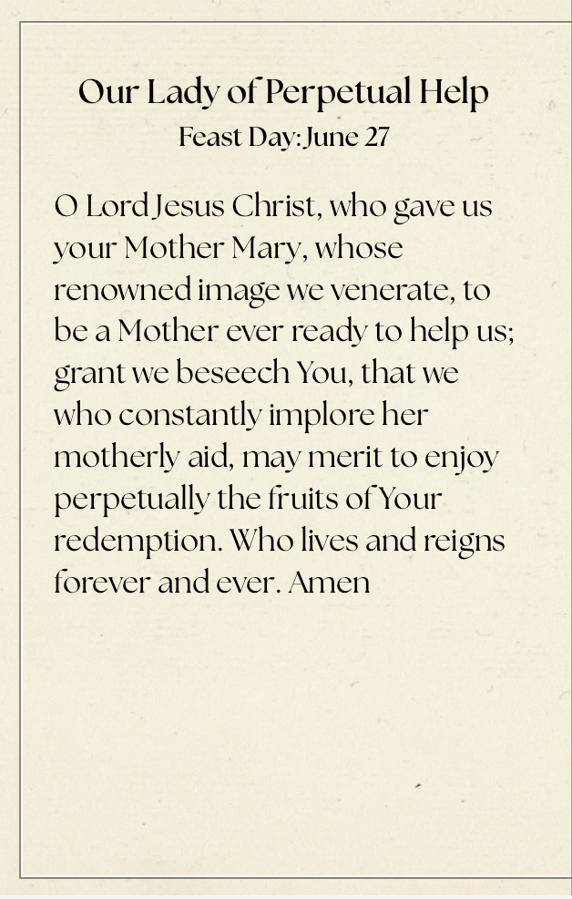 Catholic Prayer Cards | Marian Devotional |Our Lady of Perpetual Help