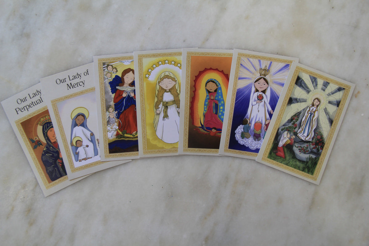 Catholic Prayer Card Set of 7 | Marian Devotional | Popular Mary Titles