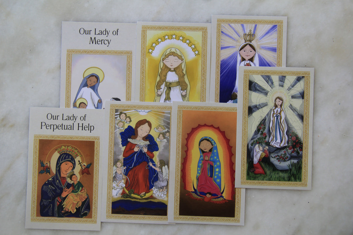 Catholic Prayer Card Set of 7 | Marian Devotional | Popular Mary Titles